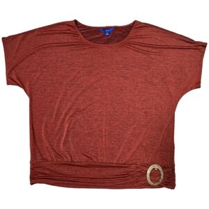 Apt. 9 Women's‎ XL Rust Brown Short Sleeve Top with Buckle Detail (F)